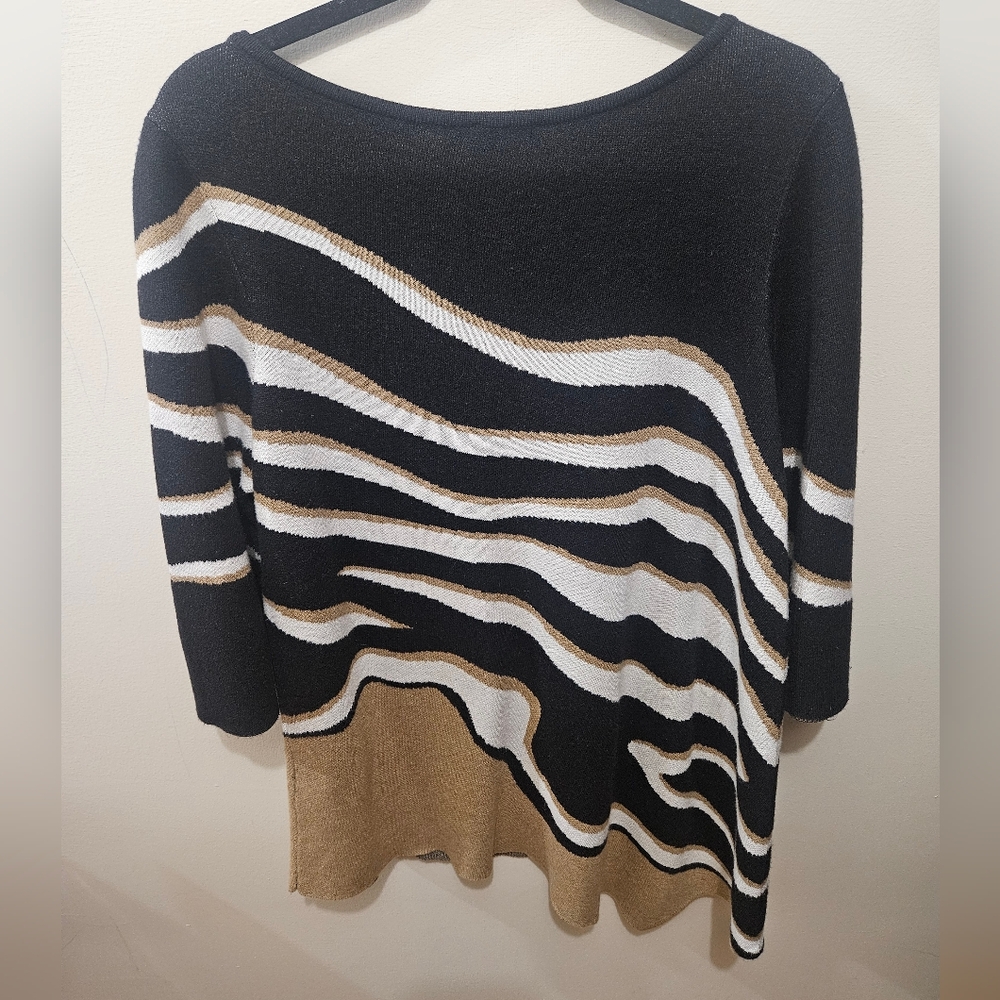 Chico's Animal Print Stripe Soft Stretch Office Casual Sweater Size 2/Large - Picture 7 of 14